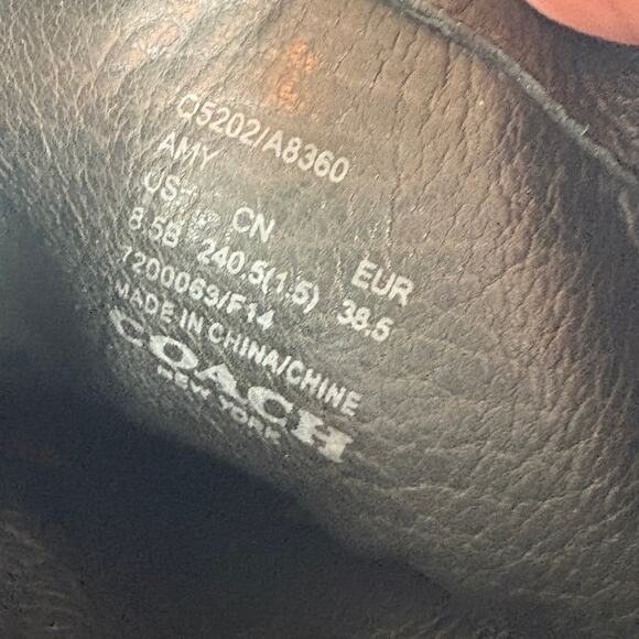 Coach Amy Soft Black Leather Flat Moto Boot Size 8.5 - Picture 4 of 9